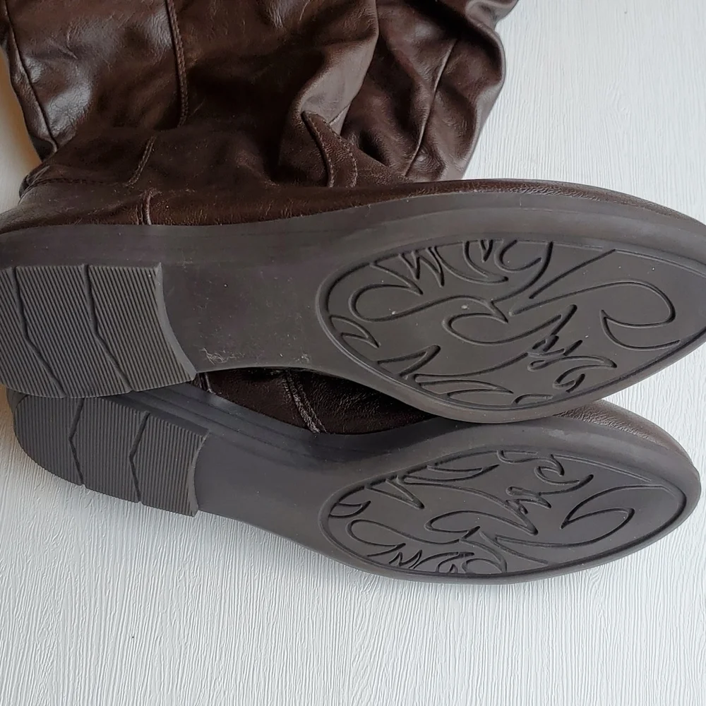 Cliffs by White Mountain Brown Faux Leather Mid Calf Fighter Boot 7.5 NWOT